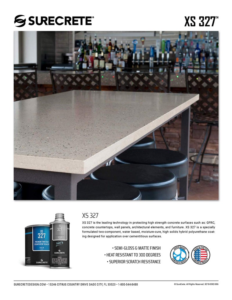 Surecrete Concrete Countertop Sealer XS-327 Semi-Gloss Food Safe Sealer Water Based - Image 2